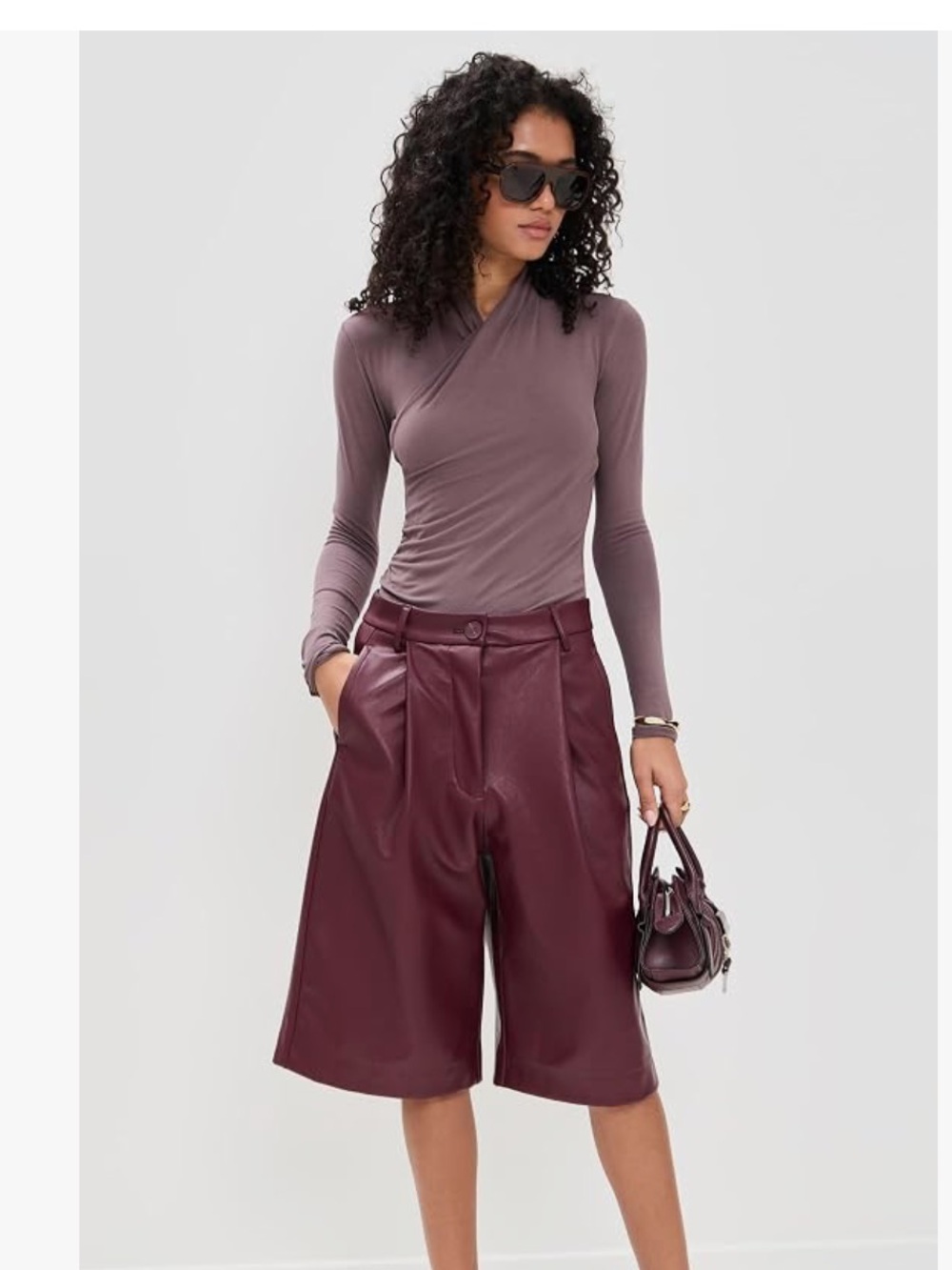 Vince Mauve Draped Wrap Long-Sleeve Top.$228
